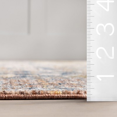 Rust and Blue Vintage Medallion Fringe Runner Rug