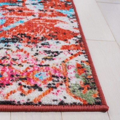 Orange and Light Blue 8' x 10' Synthetic Washable Area Rug