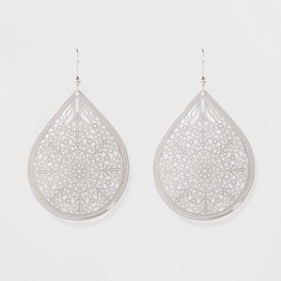 Fashion Drop Earring Filigree - A New Day™ Silver : Target