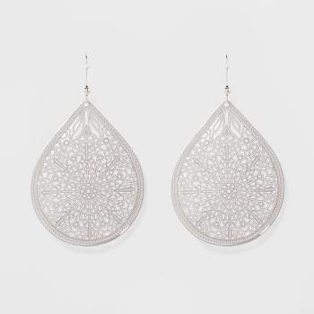 Fashion Drop Earring Filigree - A New Day™ Silver