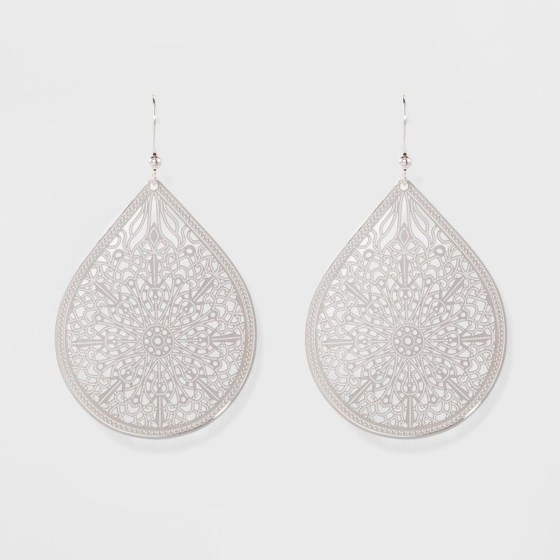 Fashion Drop Earring Filigree - A New Day&#8482; Silver, 1 of 3