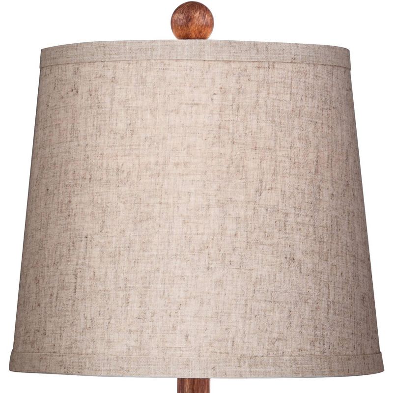 360 Lighting Modern Accent Table Lamp 23 1/2" High Brown Faux Wood Oatmeal Drum Shade for Bedroom Living Room House Bedside Nightstand Office Family, 4 of 9