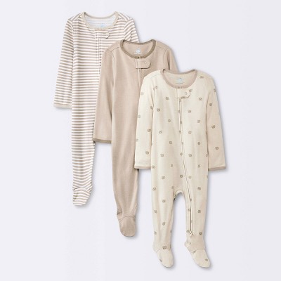 Baby 3pk Pretzels Cotton Sleep N' Play - Cloud Island™ Khaki 0-3M