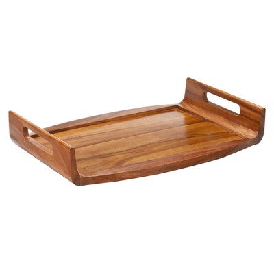 Acacia Wood Reversible Serving and Bed Tray with Handles