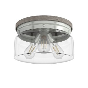 Hunter Fans 13" Devon Park Ceiling Light Brushed Nickel Finish - Stylish Flush Mount for Indoor Spaces, Dimmable, 3 Bulbs - 1 of 3
