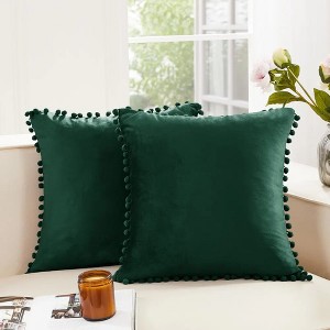 Deconovo Home Decorative Soft Velvet Pom-Pom Pillow Covers Set, Multi-Size, 4-Pack - 1 of 4