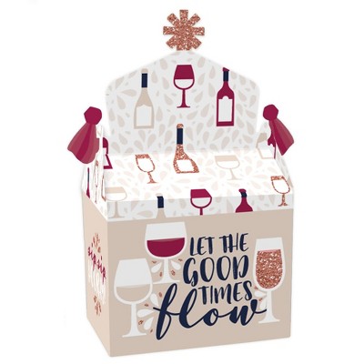 Big Dot of Happiness But First, Wine - Treat Box Party Favors - Wine Tasting Party Goodie Gable Boxes - Set of 12