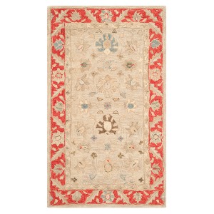 Taupe/Red Floral Tufted Accent Rug 3