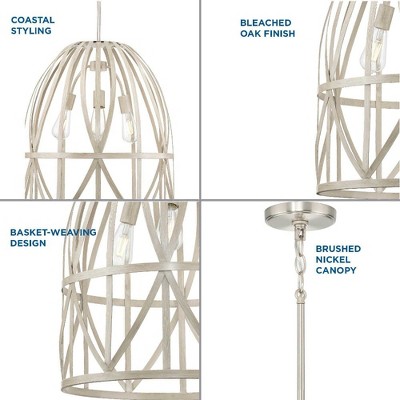 Chastain 3-Light Bleached Oak Farmhouse Pendant