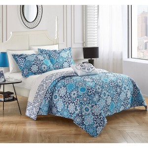 King 4pc Norwell Quilt Set Blue - Chic Home