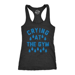 Womens Funny Fitness Tank Crying At The Gym Sarcastic Workout Graphic Novelty Tank Top For Ladies - Crazy Dog Women's Tank Top - 1 of 4