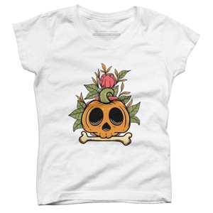 Girl's Design By Humans Halloween with Rose Illustration By rukurustudio T-Shirt - 1 of 2