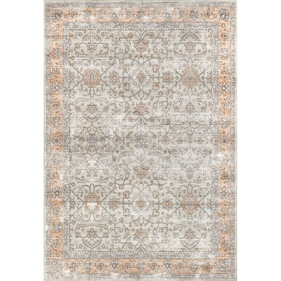 Eco-Friendly Faded Floral 8' x 10' Synthetic Washable Rug