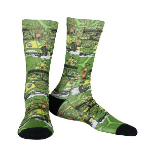 Teenage Mutant Ninja Turtles' Socks Men's Party Wagon Sublimated Crew Socks 1 Pair Fits Shoe Sizes 8-12 Green - 1 of 4