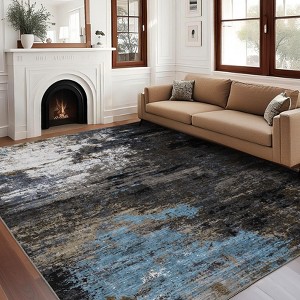 Modern Area Rugs Abstract Print Accent Carpet with Non-Slip Backing - 1 of 4