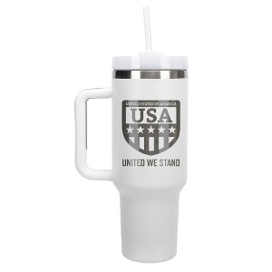 100 North USA United We Stand Flag Shield Wrap-Around 40 Oz. Stainless Steel Water Bottle Coffee Mug, Spill & Leak Resistant, Travel Tumbler with - 1 of 4