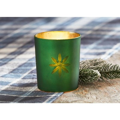 TAG Cosmo Round Tealight Candle Holder Green Mercury Glass