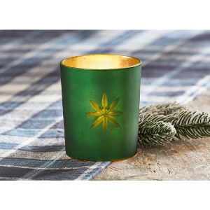 TAG Cosmo Round Tealight Holder Green Glass Candle Holder for Christmas 3x3x3.5 Inches Wipe with Damp Cloth - 1 of 1