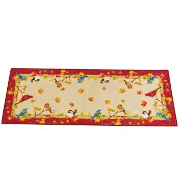Collections Etc Autumn Birds on Branches Skid-Resistant Accent Rug 48" x 20"