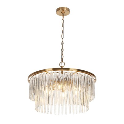 LNC Miswinamp 6-Lights 23.6" Modern Luxury Drum Draped-Glass Chandelier, Gold