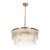 LNC Miswinamp 6-Lights 23.6" Modern   Luxury Tiered Drum Draped-Glass Chandelier, Gold - 3 of 4