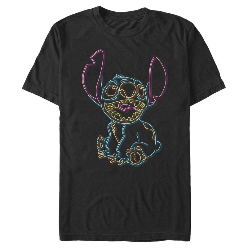 Men's Lilo & Stitch Bright Neon Outline T-Shirt, 1 of 6