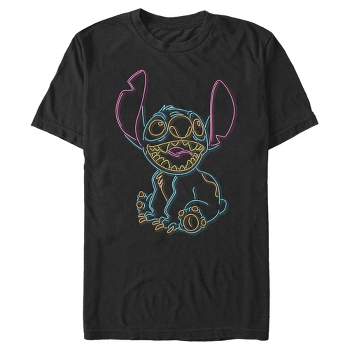Men's Lilo & Stitch Bright Neon Outline T-Shirt