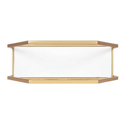 Adela White and Gold Geometric Wall Shelf