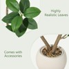 Artificial Plants Rubber Tree with Black Resin Pot& White Stone Faux Fiddle Leaf Fig Tree Indoor Artificial Trees - 3 of 4