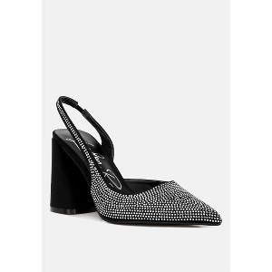 Saranna Rhinestone Embellished Suede Heel Women Sandals - 1 of 4