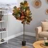 Nearly Natural 6-ft Autumn Fiddle Leaf Artificial Tree - 3 of 4