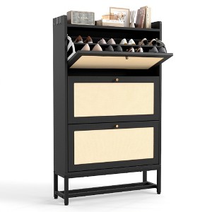 QingMoon Entryway Shoe Cabinet, Wood Shoe Rack, Modern Freestanding Shoe Storage Organizer with 3 Flip-Front Drawers for Hallway, Foyer - 1 of 4