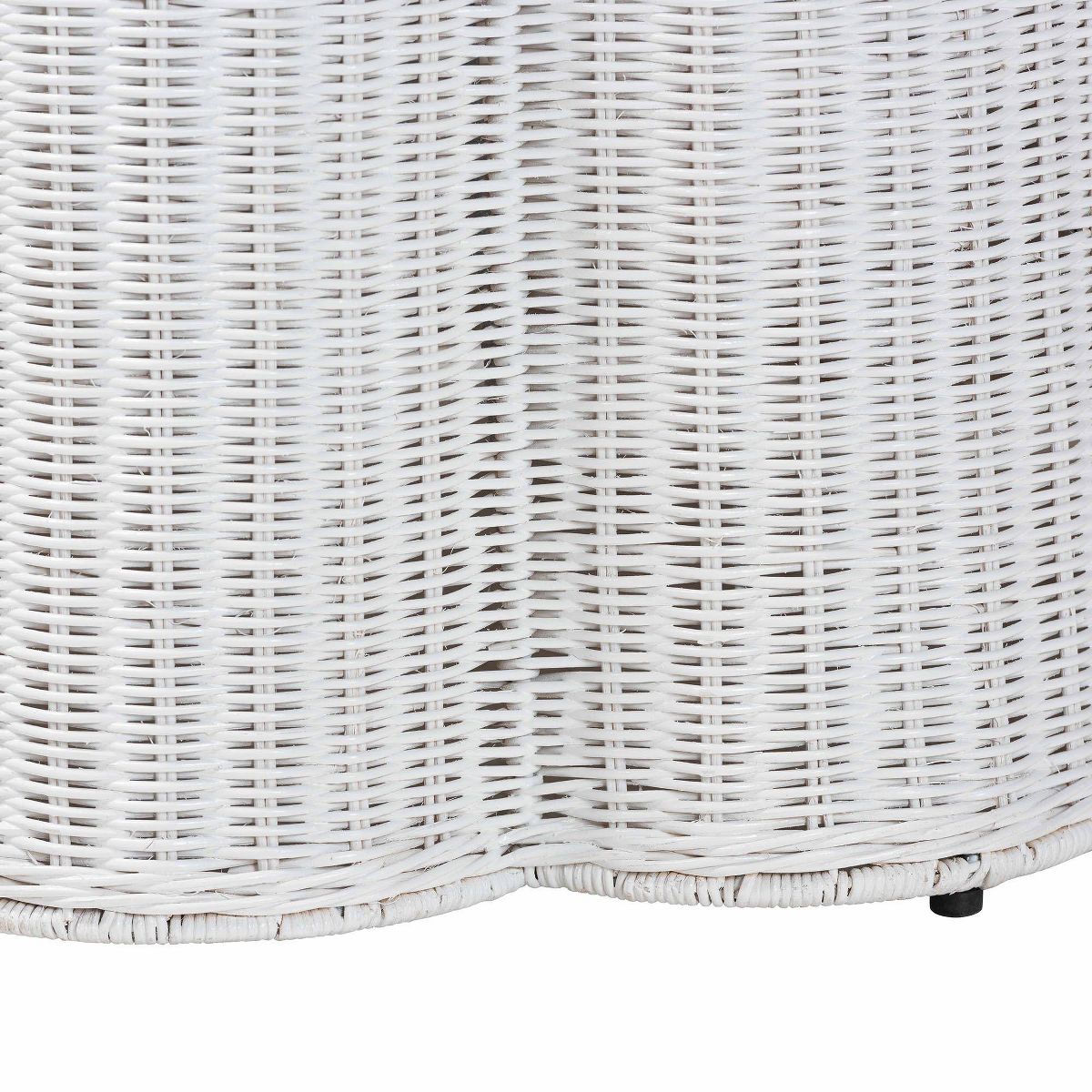 bali & pari Palm Bohemian Scalloped Rattan End Table White - thumbnail 5