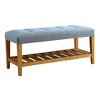 TiramisuBest Gray Acacia Wood Dining Bench, 60" Industrial Entryway Bench with Metal Legs, Rustic Farmhouse Table Seating, Water Resistant - 4 of 4