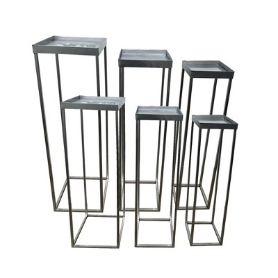 Essential Decor & Beyond 6pcs Modern Minimalist Silver Metal Planter Set