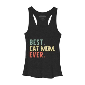 Women's Design By Humans Best Cat Mom Ever Funny Mommy Vintage Gift Christmas T-Shirt By mothersdaygift Racerback Tank Top - 1 of 3