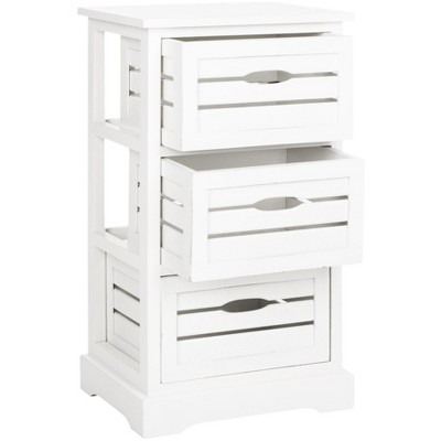Samara Distressed Cream Pine Wood 3-Drawer Night Table