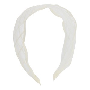 Unique Bargains Women's Fashion Elegant Vintage Lace Wide Grid Hairband White 1 Pc - 1 of 3