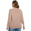 Women's Plus Size V-Neck Cardigan Casual 3/4 Sleeve Knit Button Down Open Front Sweater - 3 of 4