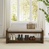 Lyngins Transitional Design Storage Bench with Removable Cushion, Entryway Bench with Lower Shelf Shoe Rack, Accent Foot Stool for Living Room Bedroom - 2 of 4