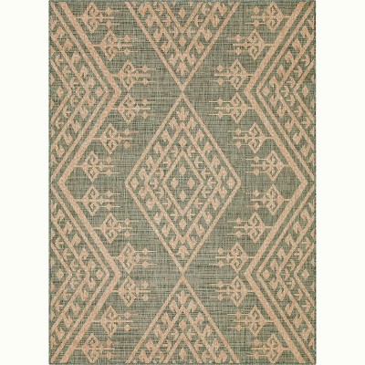 Well Woven Cascade Indoor OutdoorFlat Weave Pile Diamond Medallion Area Rug