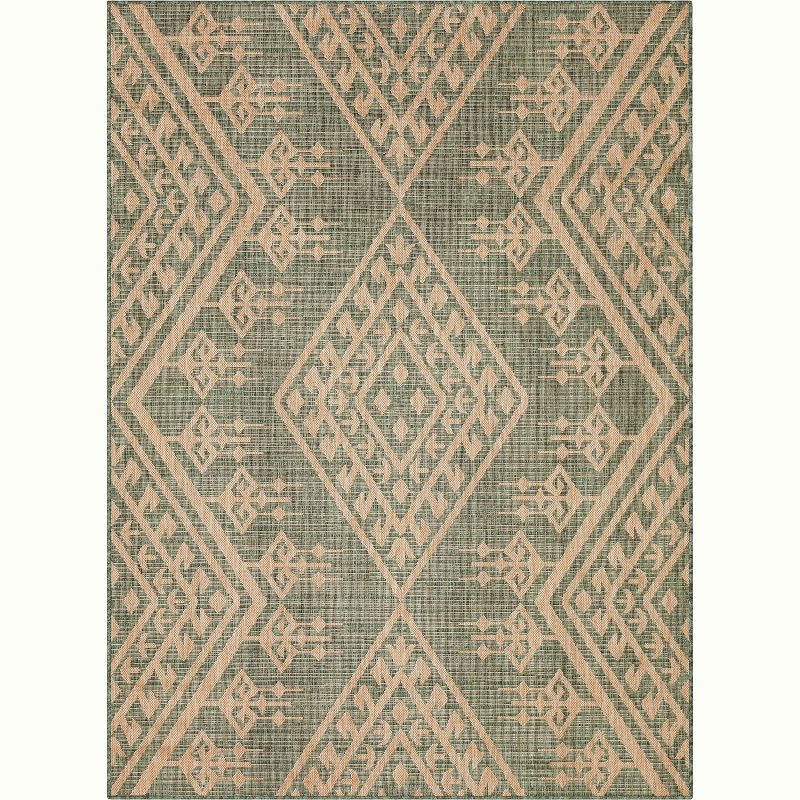 Well Woven Cascade Indoor OutdoorFlat Weave Pile Diamond Medallion Area Rug, 1 of 10