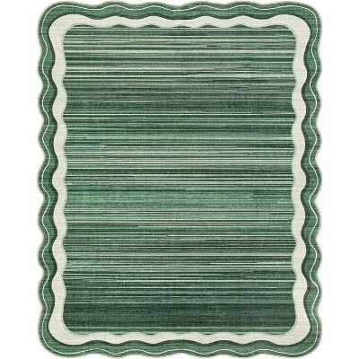 Lahome Machine Washable Gradient Border Wave Floor Mat-Soft Carpet for Living Room, Bedroom, or Entryway