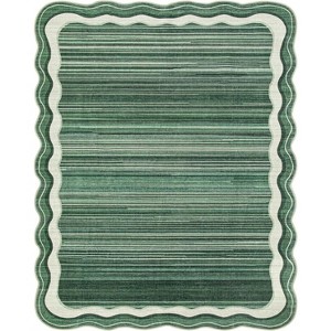 Lahome Machine Washable Gradient Border Wave Floor Mat-Soft Carpet for Living Room, Bedroom, or Entryway - 1 of 4