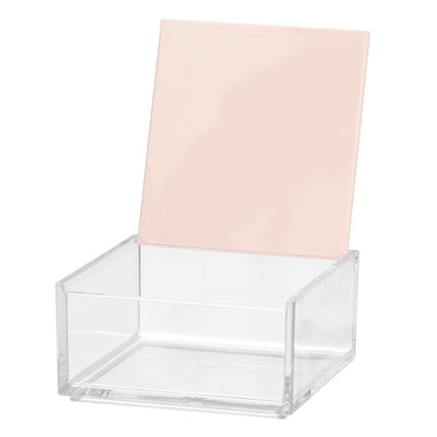 mDesign Long Plastic Cosmetic Storage Box, Hinged Lid, 2 Pack, Light  Pink/Clear