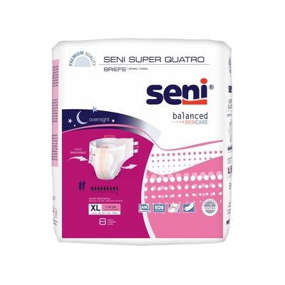 Seni Super Quatro Adult Incontinence Brief XL Heavy Absorbency Breathable / Overnight, S-XL08-BQ1, Severe
