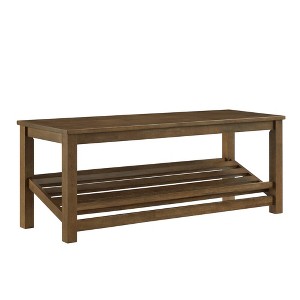 Modern Farmhouse Solid wood Shoe Storage Entry Bench Rustic Oak - Saracina Home: Rubberwood Frame, Metal Hardware - 1 of 4