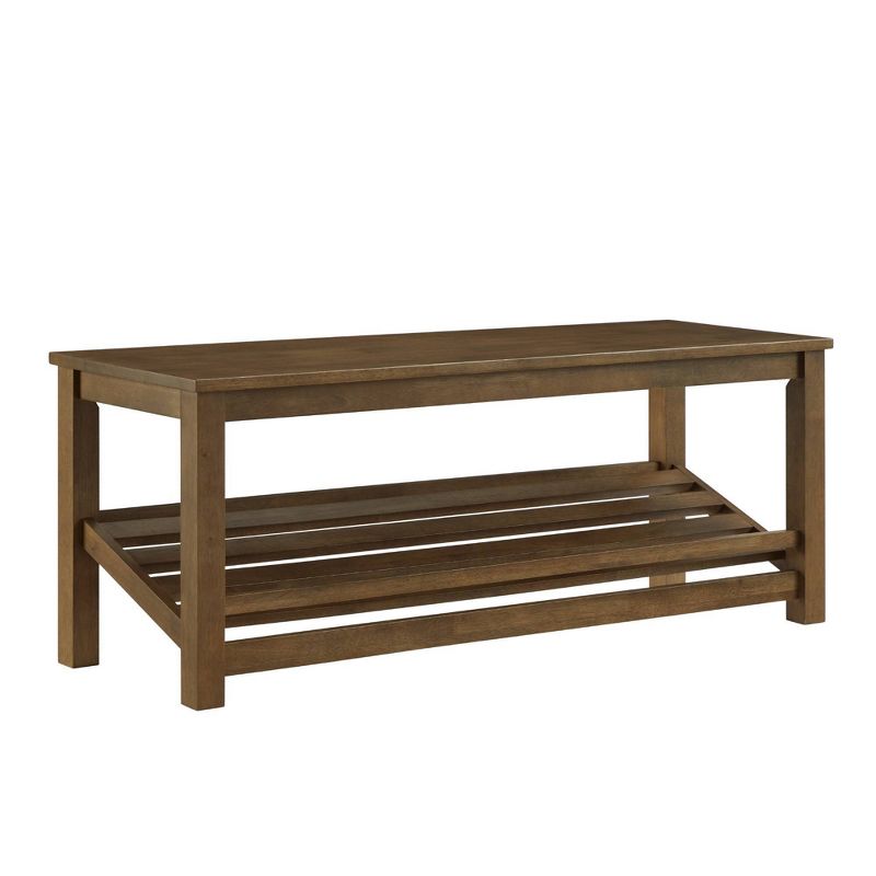 Modern Farmhouse Solid wood Shoe Storage Entry Bench Rustic Oak - Saracina Home, 1 of 9
