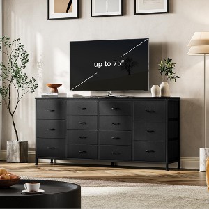 14 Drawer Dresser, 63 Inch Fabric Dresser TV Stand with Power Outlet for 65 70 75 Inch TV, Long Entertainment Center - 1 of 4