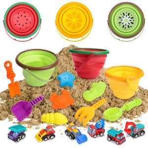 COZONY Collapsible Beach Toys Set with Sand Buckets Shovels and Molds for Kids Summer Travel - 1 of 4